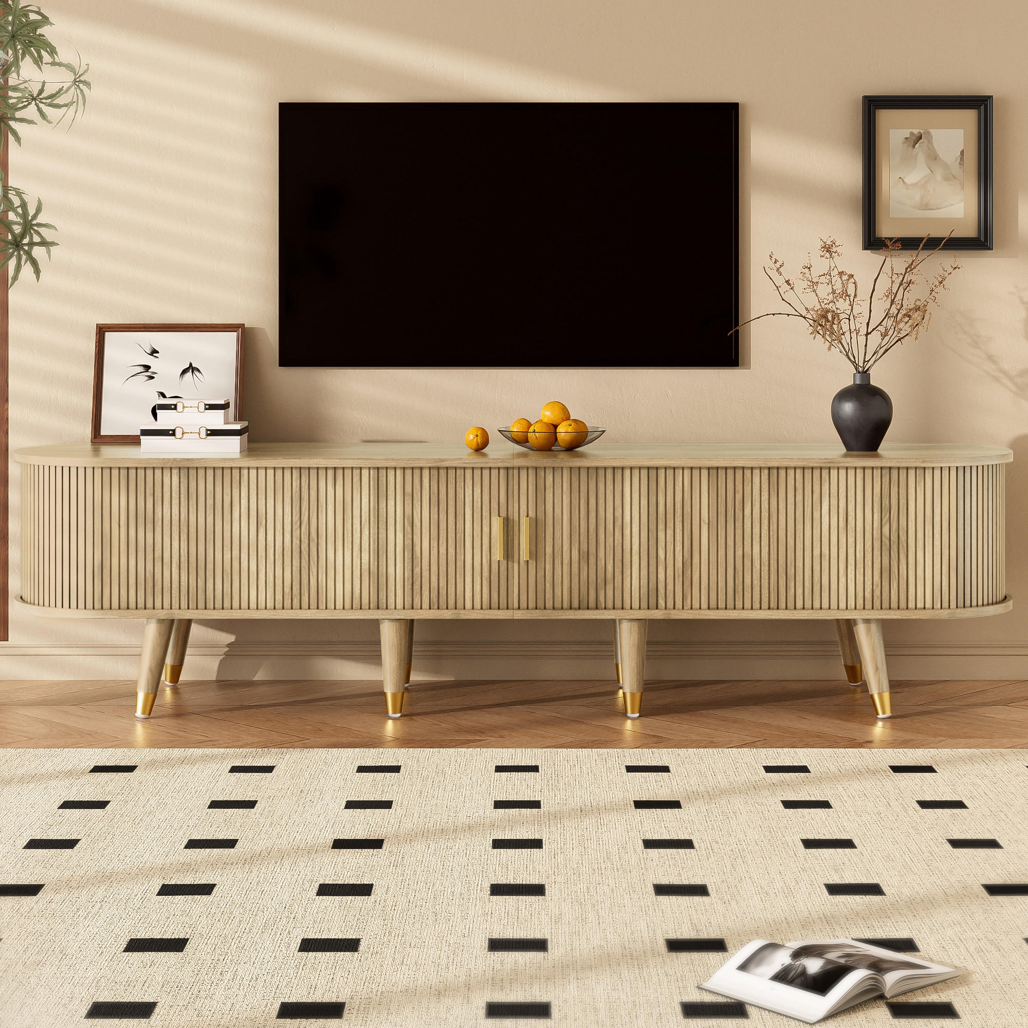 TV-LOWBOARD Schiebetüren modern - Eichefarben, Holz (175/45/38cm) - Fortuna Lai