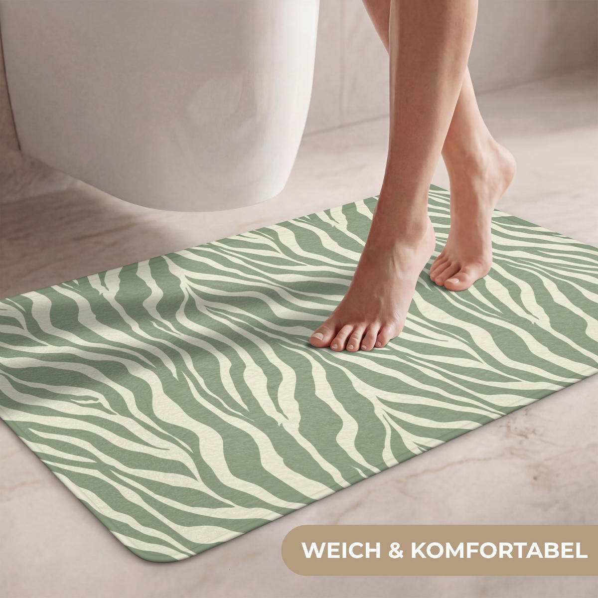 WC PŘEDLOŽKA Zebra - Motiv - zelená 80x50 cm - šalvějově zelená, textil/plast (80/1cm) - OnlyWow