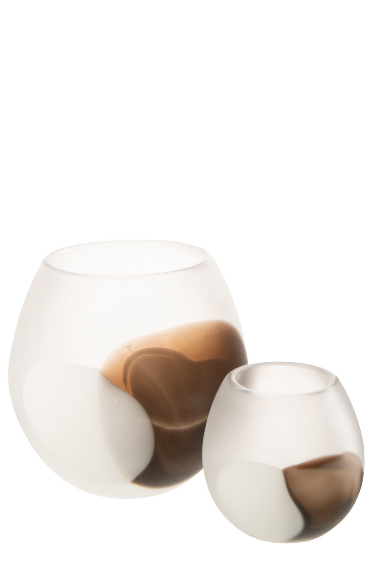 WINDLICHT BALL Weiß - Braun, Glas (21.5/22cm) - J-Line