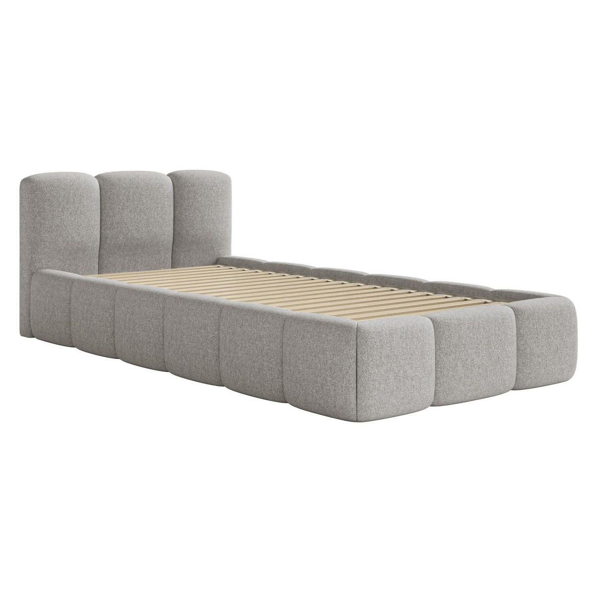 POLSTERBETT Cloudy Low Hellgrau Chenille, 90x200 cm - Hellgrau/Schwarz, Kunststoff/Textil (90/200cm) - Selsey
