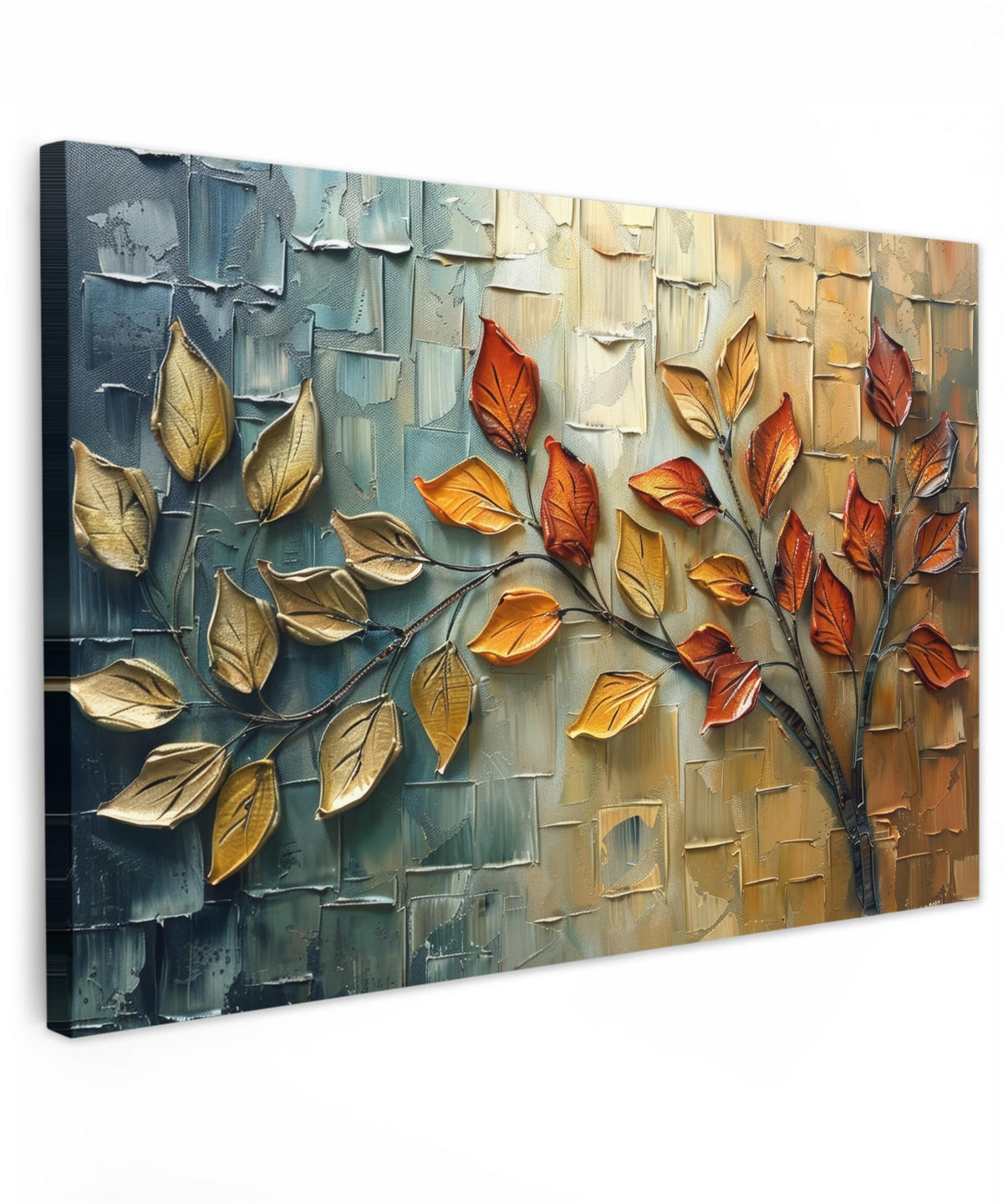 LEINWANDBILD Baum - Abstrakt - Natur - Kunst XXL 150x100 cm - Goldfarben, Textil (150/100cm) - MuchoWow