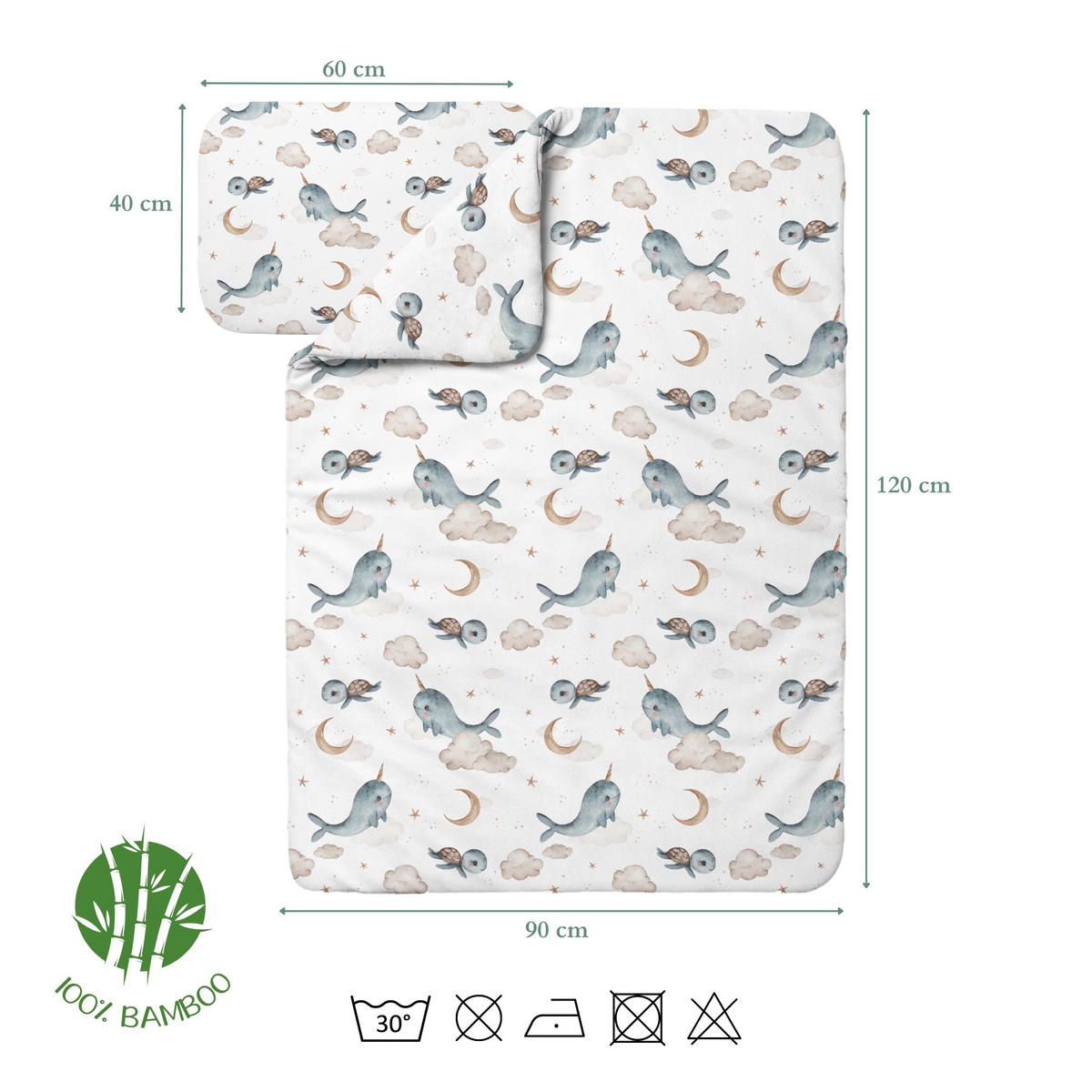 BAMBUSOVA posteljnina za dojenčke Kiti - bela, tekstil (90/120cm) - waldin