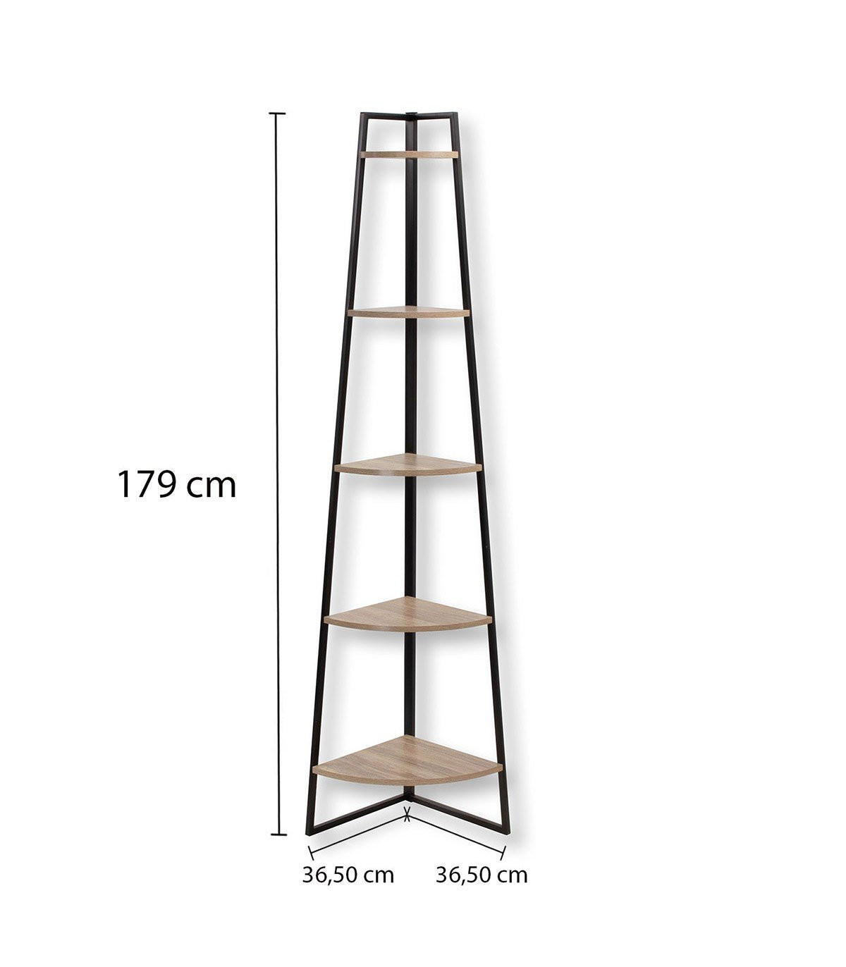 ECKREGAL mit 5 Etagen im Holzdekor H180 cm - Colorado - Schwarz, Holzwerkstoff (36/180/36cm) - Calicosy