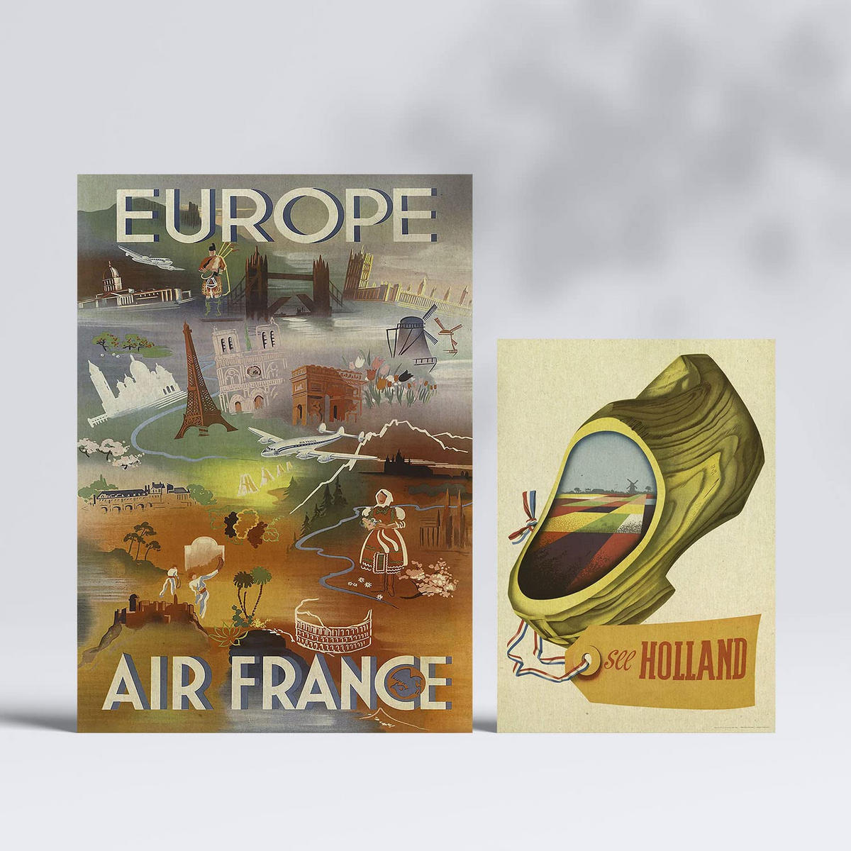 POSTER Set Mit 6 Europäische Länder Vollfarbige Illustrationen Von Vintage Tourismus Werbetafeln Aus Der Ganzen Welt A3 & A4 Rahmenlos - Klar, Papier (29/3cm) - Nacnic
