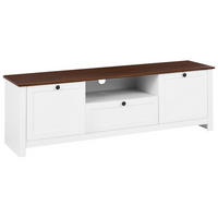 TV STOLEK Bílý Pimba - bílá/hnědá, kompozitní dřevo (160/50/40cm) - Beliani