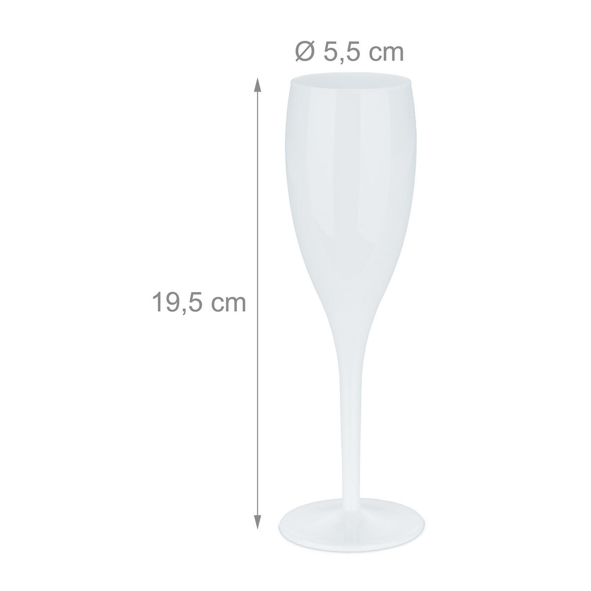 6xSEKTGLÄSER - Weiß, Kunststoff (0.1L) - Relaxdays