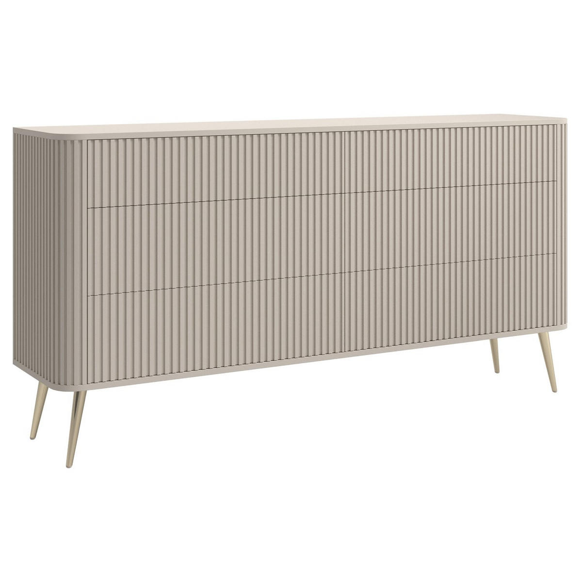 KOMMODE Ovarlo Greige mit Metallbeinen 168 cm - Taupe/Goldfarben, Holzwerkstoff/Metall (168/83.8/38cm) - Selsey