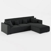 ECKSOFA LUMO L Rechts Dunkelgrau Flechtwerk-Stoff mit Schlaffunktion und Bettkasten - Dunkelgrau, Textil (293/195cm) - Barchello
