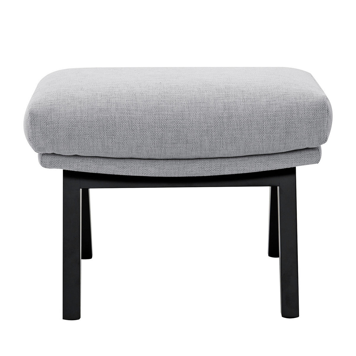 POLSTERHOCKER mit Holzfüßen - Hellgrau/Schwarz, Eichenholz/Textil (51/37/41cm) - home24