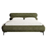 POLSTERBETT Roule Olivgrün Chenille mit schwarzen Metallbeinen 180 cm - Schwarz/Olivgrün, Textil/Metall (180/200cm) - Selsey