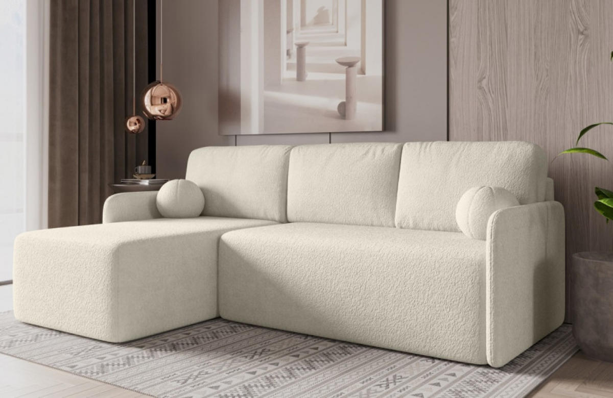 ECKSOFA Ecru BLUMEN Boucle Universal - Ecru, Textil (212/142cm) - Sepro Meble