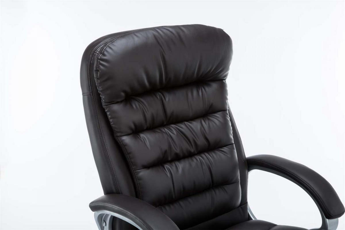 CHEFSESSEL Lederlook braun - Chromfarben/Braun, Textil/Metall (68/116/77cm) - CLP
