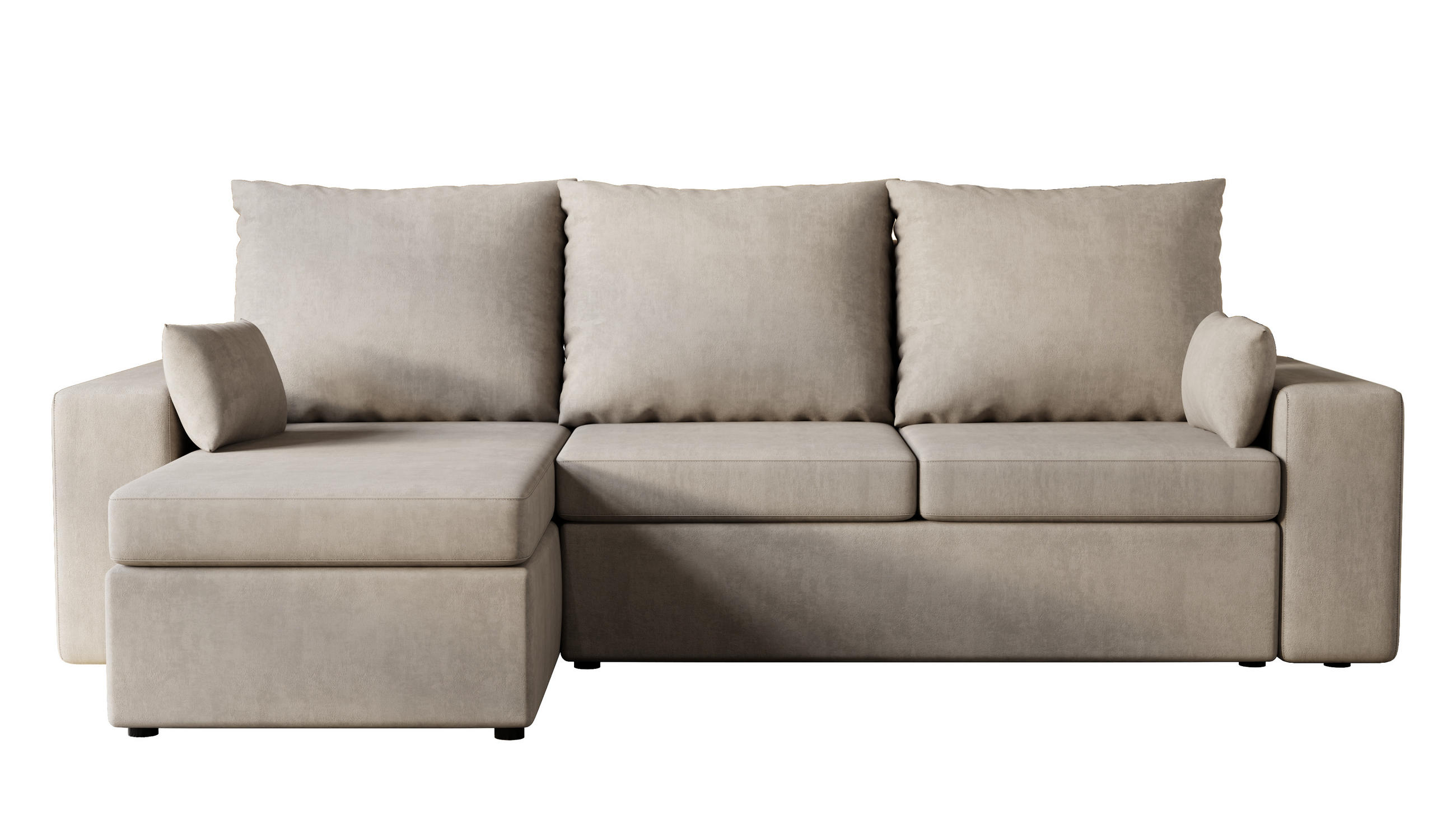 ECKSOFA Paco mit Bettkasten und Schlaffunktion, L-Form/XL-Form, Velourstoff, Universal - Weiß, Holzwerkstoff (246/145cm) - 4ALL HOME