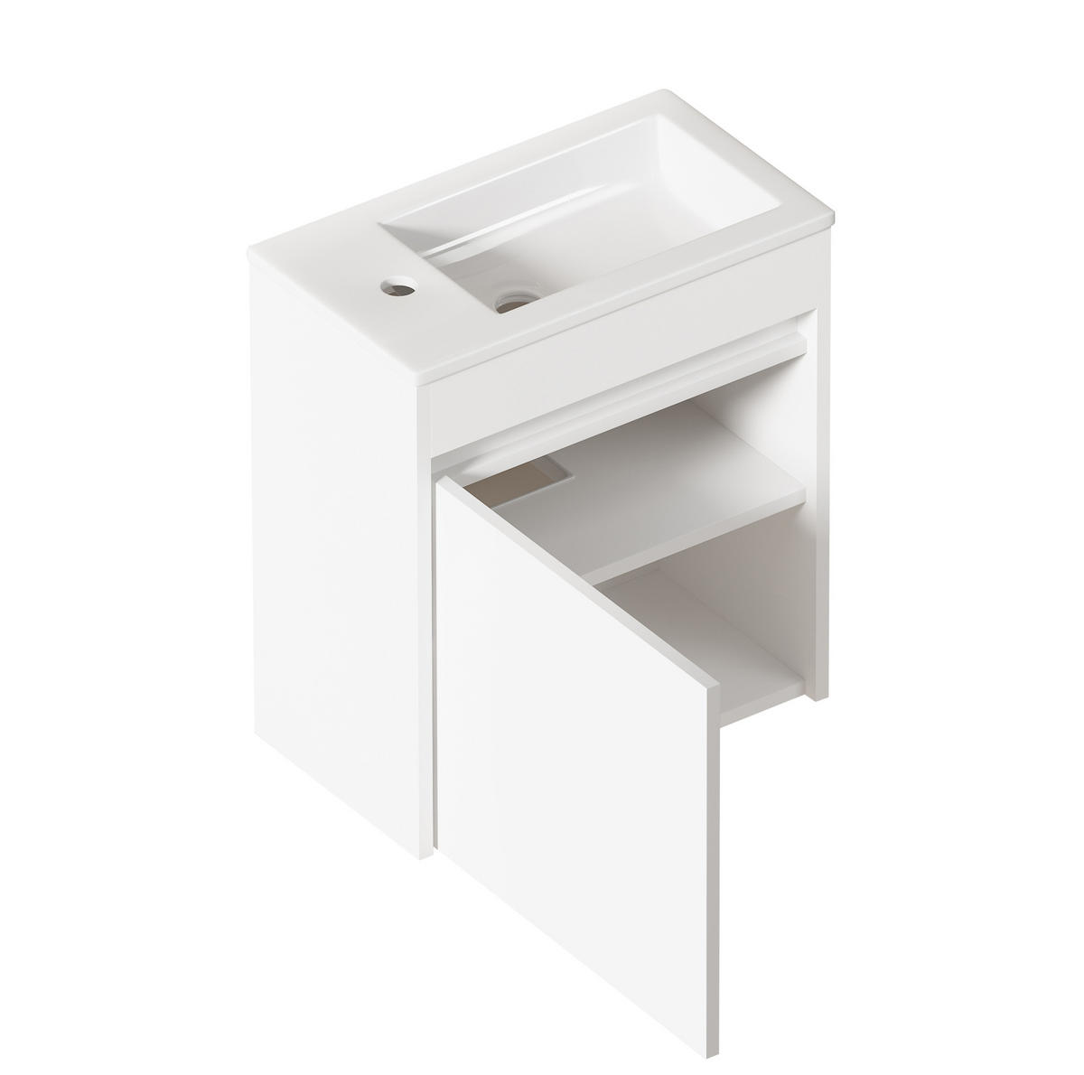 BADEZIMMERSCHRANK 46 cm Weiß mit Weichschloss-Tür - Weiß, Holzwerkstoff (26/51.5/46cm) - Beauniv