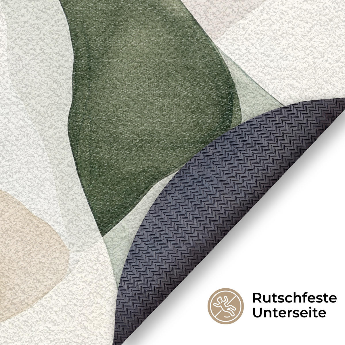 ROHOŽKA Japandi - Abstraktní - Zelená 90x90 cm - různobarevná, textil/umělá hmota (90/0.4cm) - MuchoWow