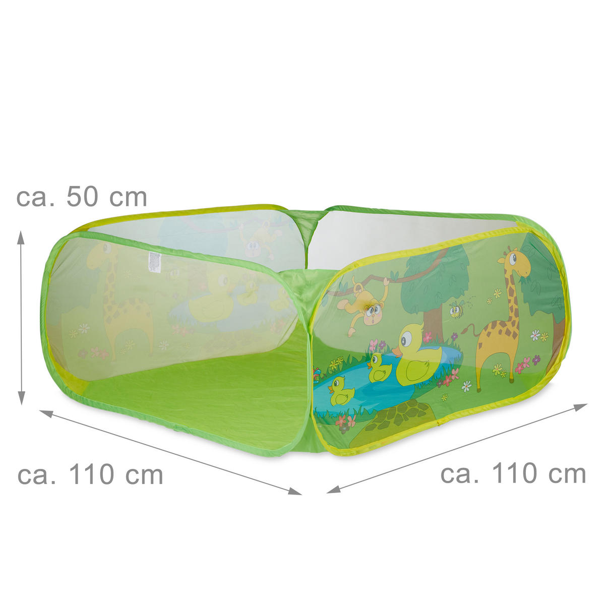 BAZÉNEK Žlutá Zelená 50-ks míčků - zelená barva, kov/textil (110/110cm) - Relaxdays