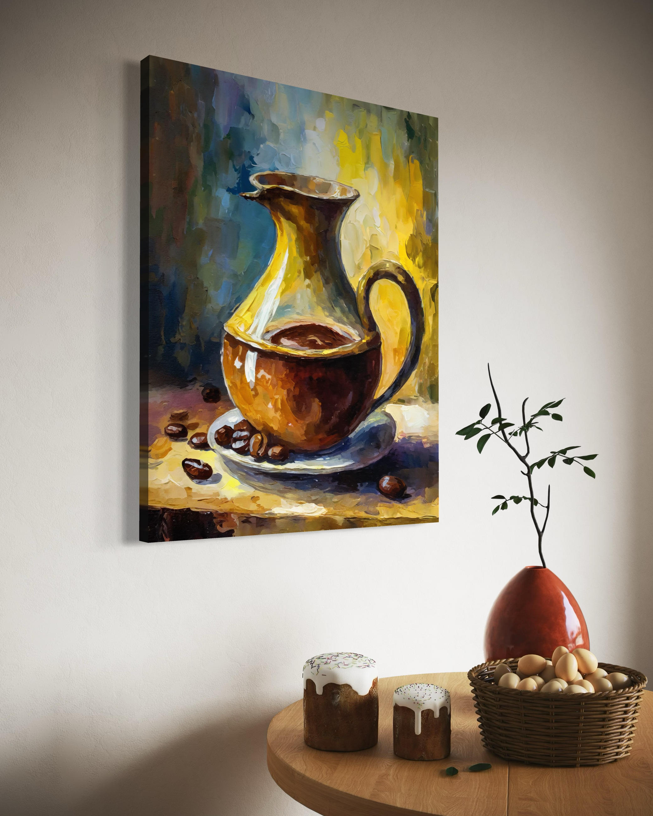 LEINWANDBILD, Vintage Kaffee 40x60cm - Gelb, Textil (40/60cm) - Feeby