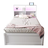SCHLAFSOFA 90/200 cm mit LED-Beleuchtung, Steckdose und hydraulischem Stauraum, Weiß - Weiß, Holzwerkstoff (98/82/220.5cm) - Redom