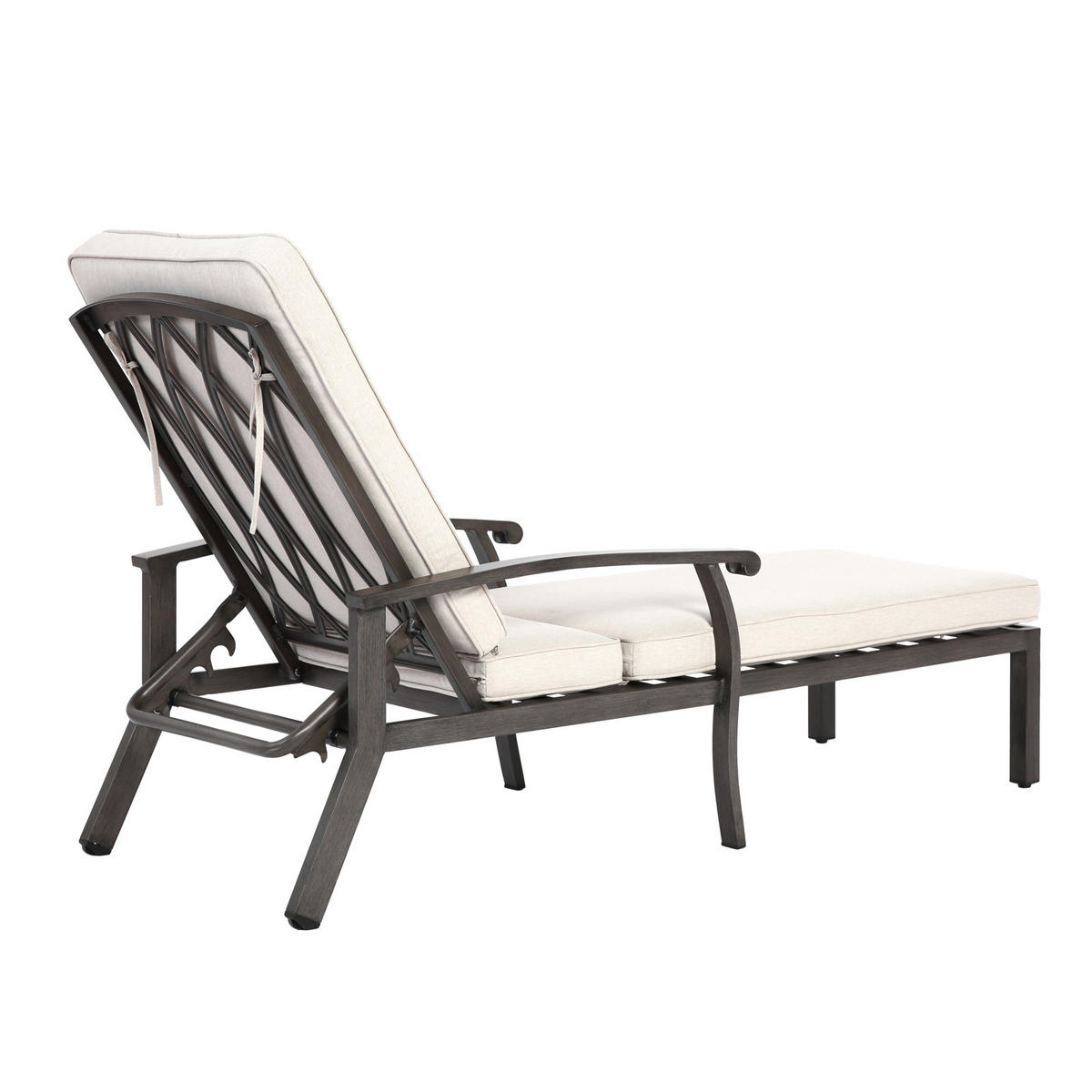 SONNENLIEGE 204 cm Aluminium Dunkelgrau Verstellbare Relaxliege mit Polster - Beige, Metall (58/100/204cm) - Urban Meuble