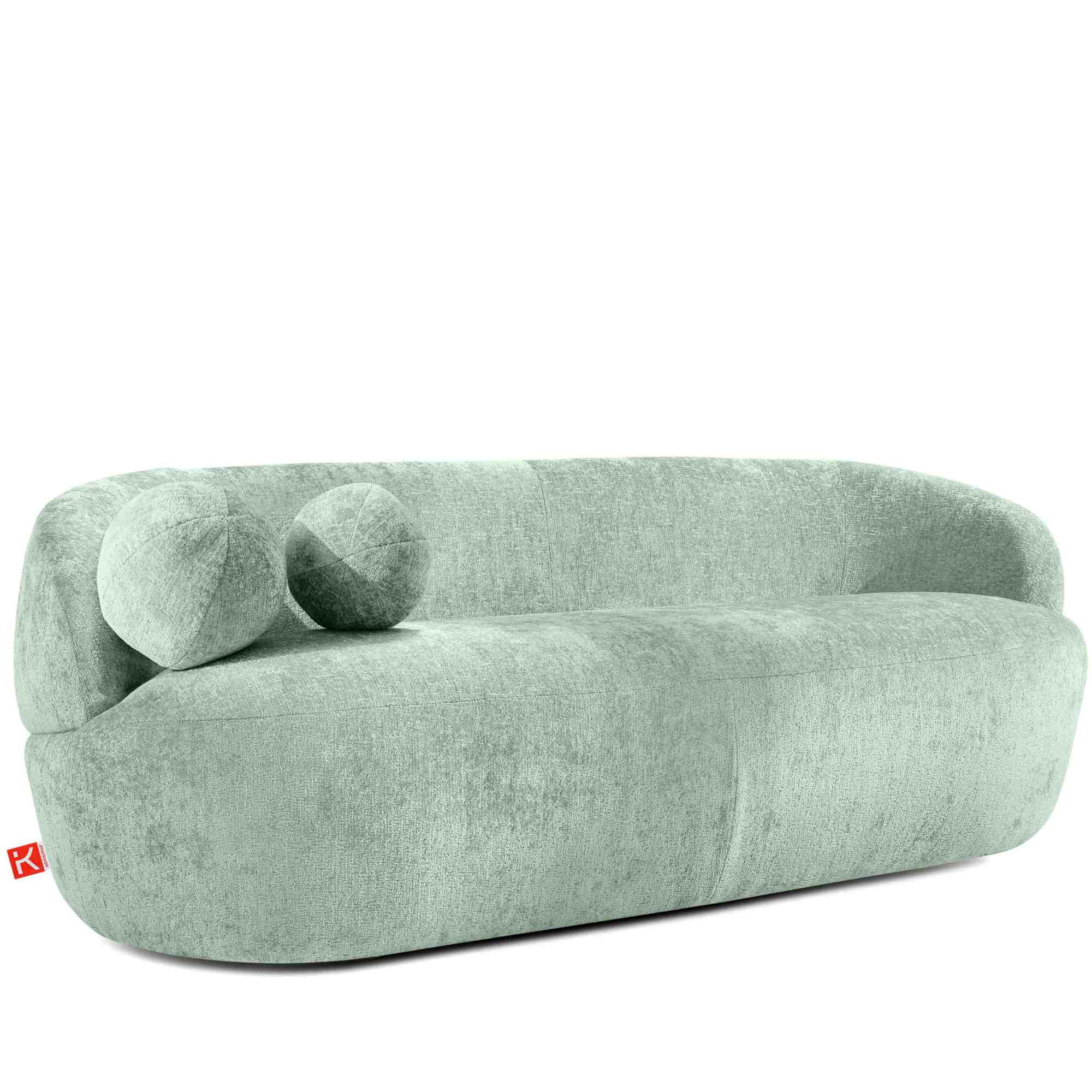 3-SITZER-SOFA NELUM, Chenille-Stoff, Mintgrün - Schwarz/Mintgrün, Holz/Holzwerkstoff (190/68/88cm) - KONSIMO®
