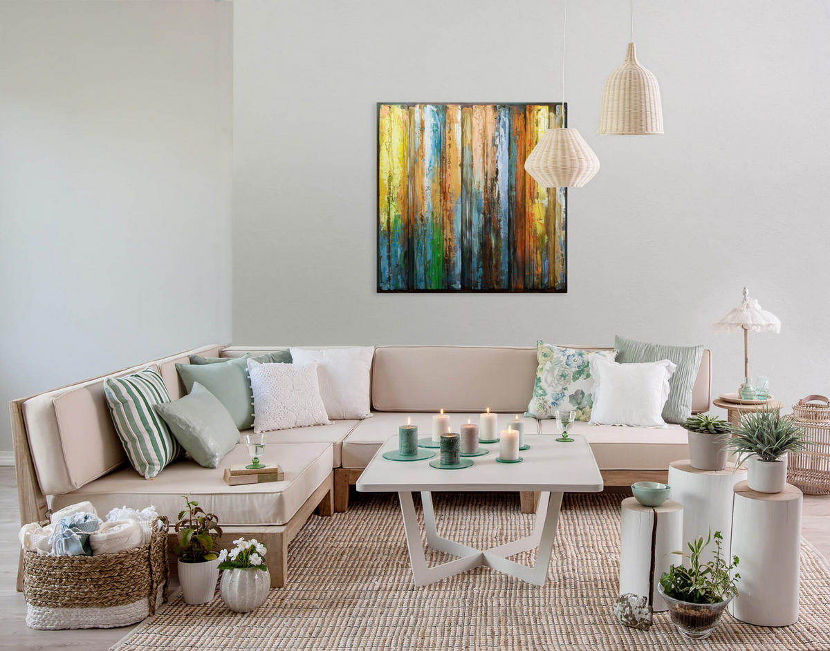 METALLBILD Bunt 80/80 cm - Multicolor, Metall (5.42/80cm) - KUNSTLOFT
