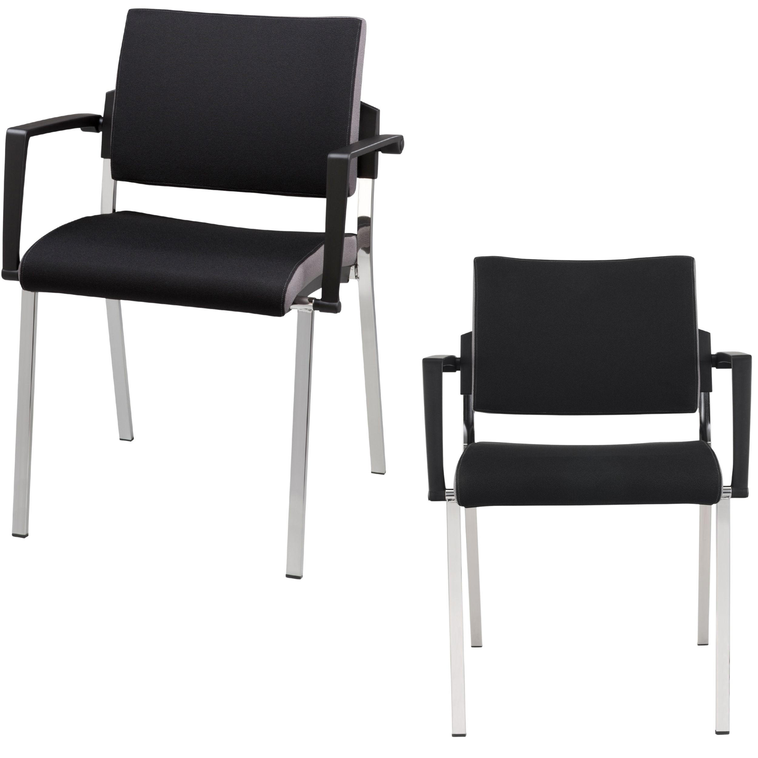 KONFERENZSTÜHLE Besucherstühle (2er-Set) 50/59/80 cm in Schwarz - Schwarz, Metall (59/80/50cm) - bümö