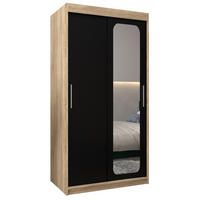 SCHWEBETÜRENSCHRANK 200/100/62 2-türig - Silberfarben/Schwarz, Holz/Kunststoff (100/200/62cm) - Abiks Möbel