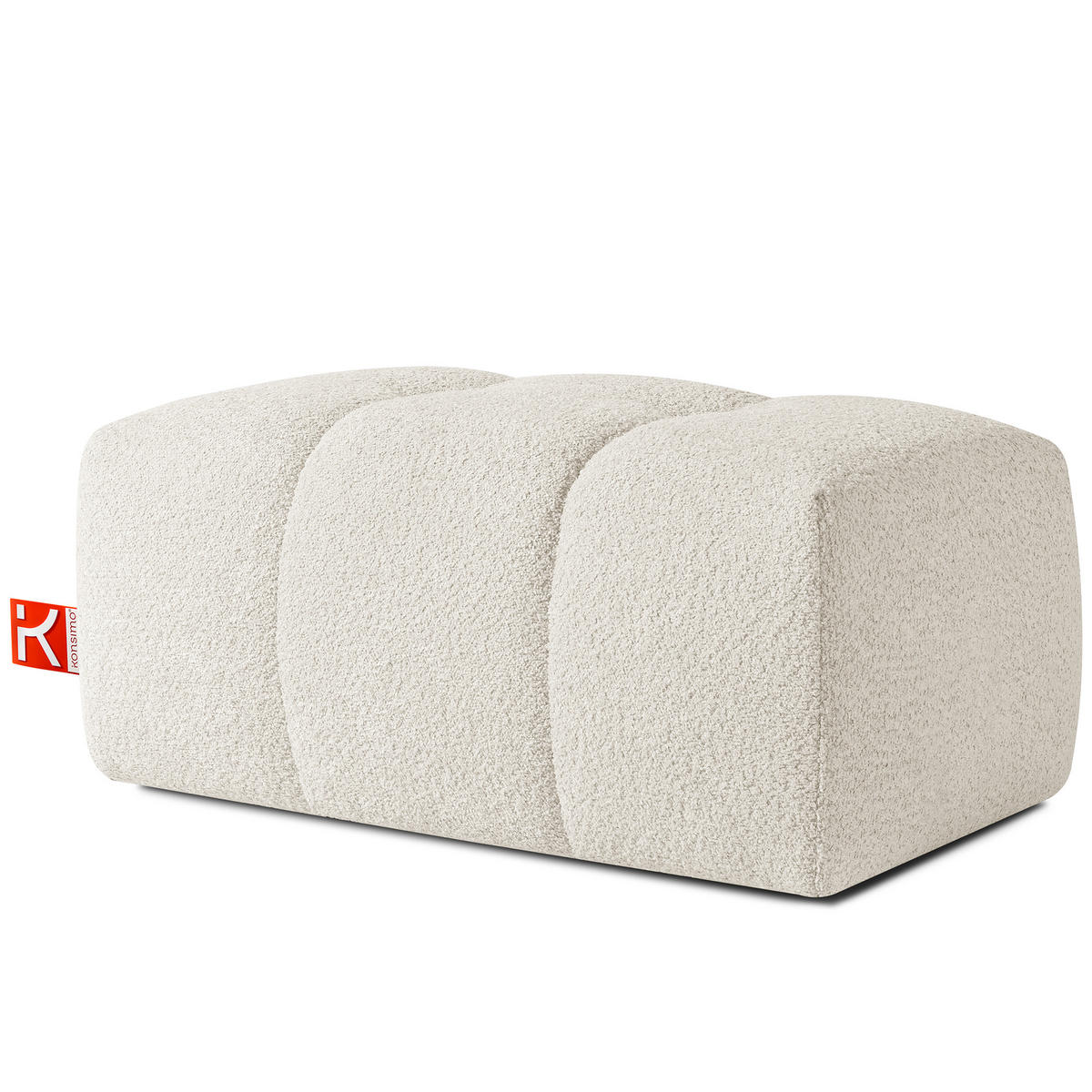 POUF RAVIA, Bouclé, Weiß - Weiß, Holz/Textil (96/45/50cm) - KONSIMO®
