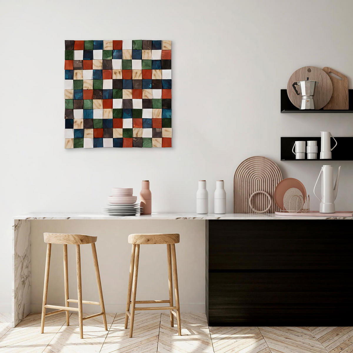 HOLZBILD Bunt 75/75 cm - Multicolor, Holz (7/75cm) - KUNSTLOFT