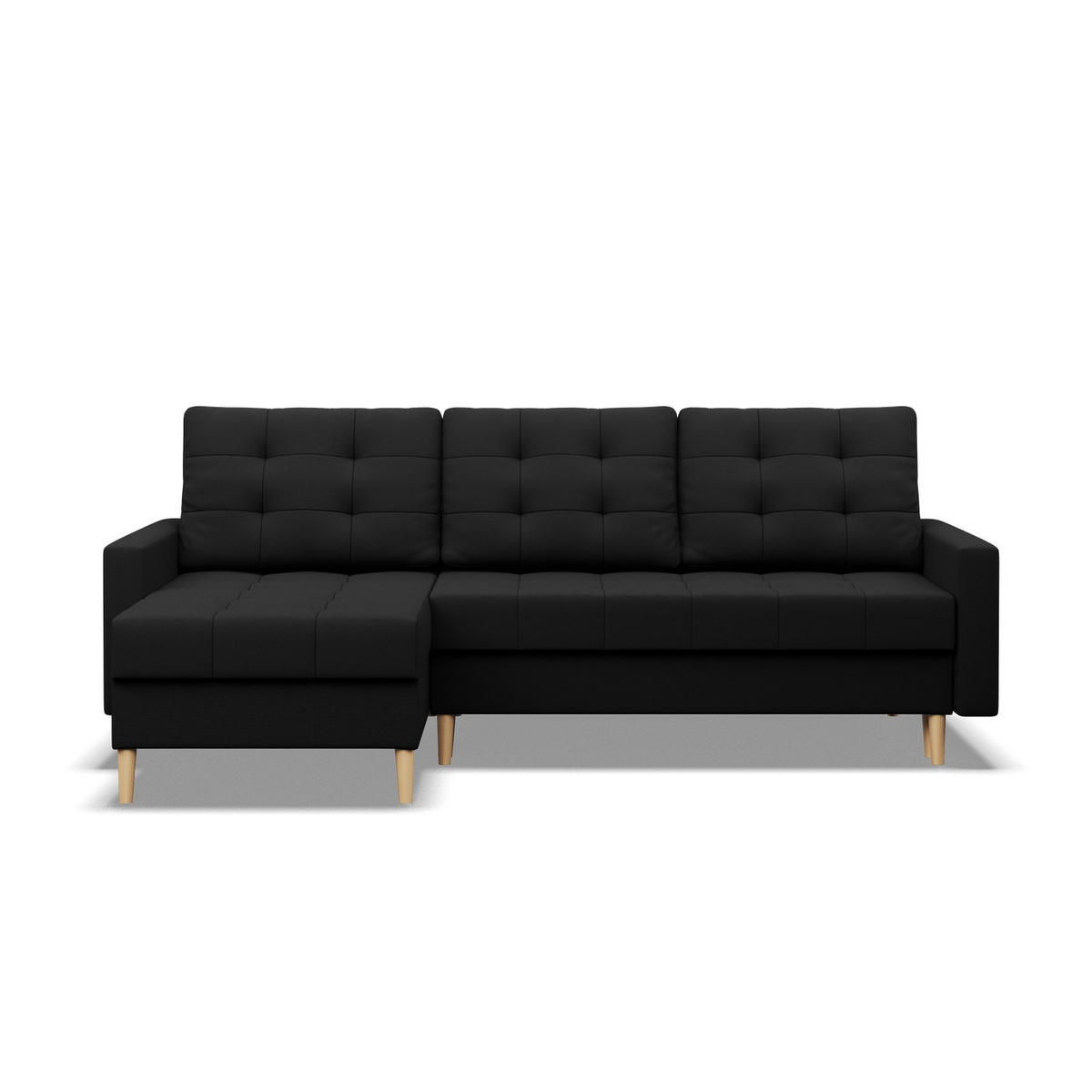 ECKSOFA MIT SCHLAFFUNKTION ELMA, Schwarz - Schwarz, Textil (223/140cm)