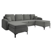 WOHNLANDSCHAFT Venice - Schwarz/Grau, Holz/Textil (293/96/172cm) - MIRJAN24