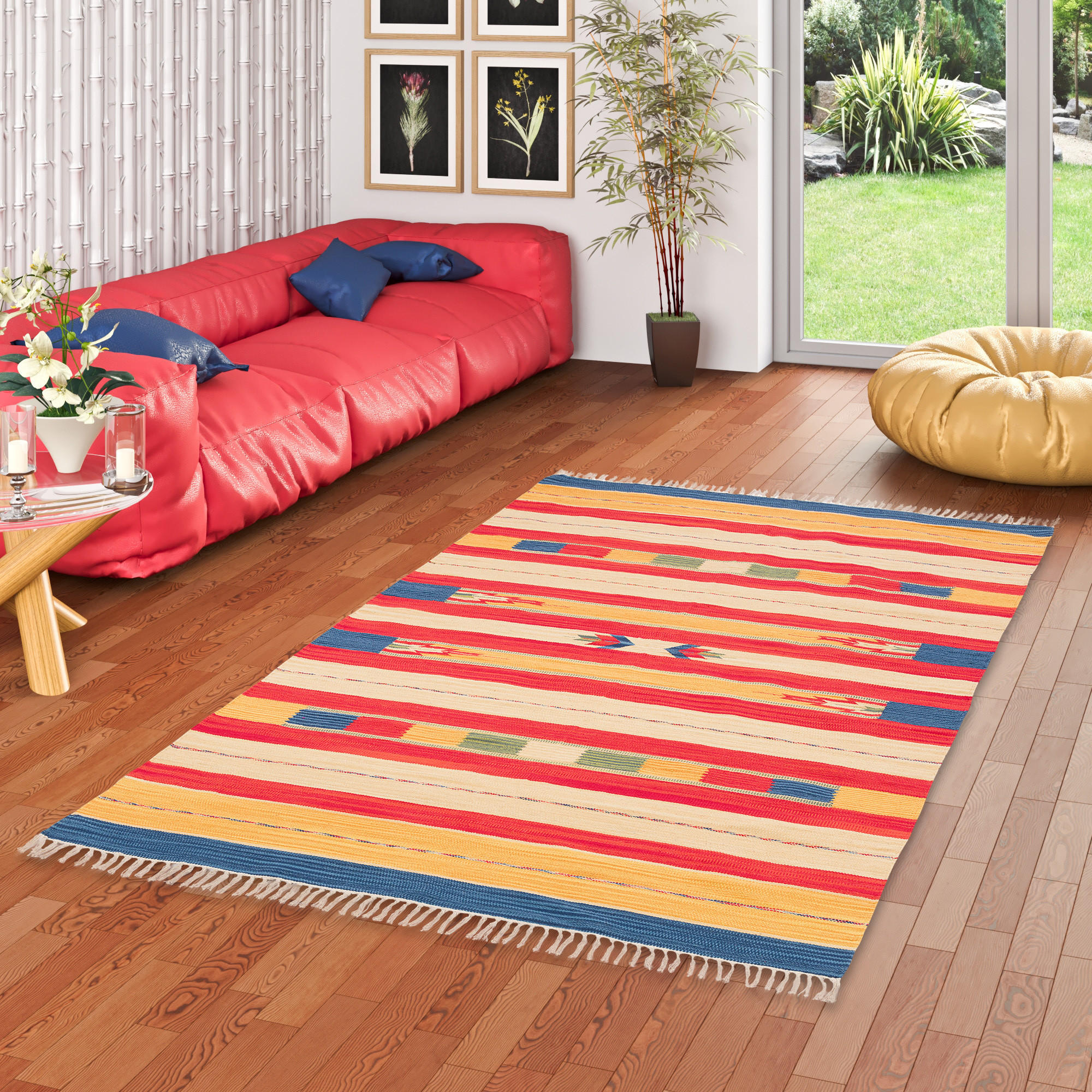 BAUMWOLLE NATUR KELIM TEPPICH LINA MODERN - Multicolor, Textil (200/290cm) - Pergamon