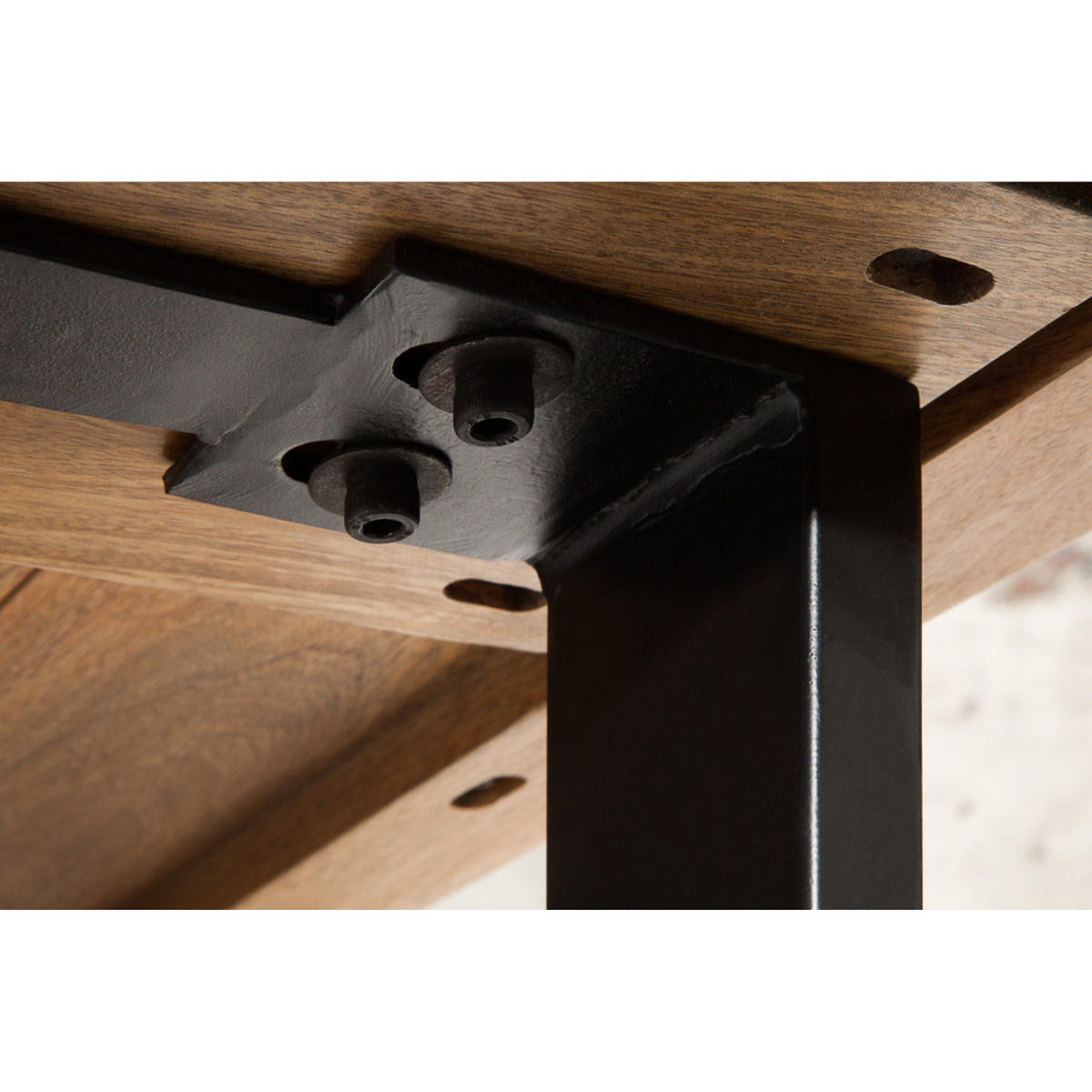 BARTISCH IRON CRAFT Mangoholz Natur 120cm - Schwarz/Braun, Holz/Metall (120/105/80cm) - riess-ambiente