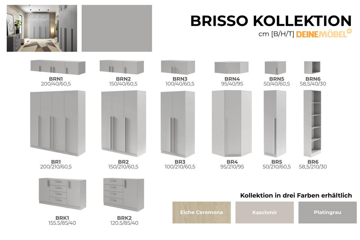 AUFSATZSCHRANK BRISSO BRN5 50/40/60,5 cm in Platingrau - Grau, Holzwerkstoff (50/40/61cm) - Deine Möbel 24