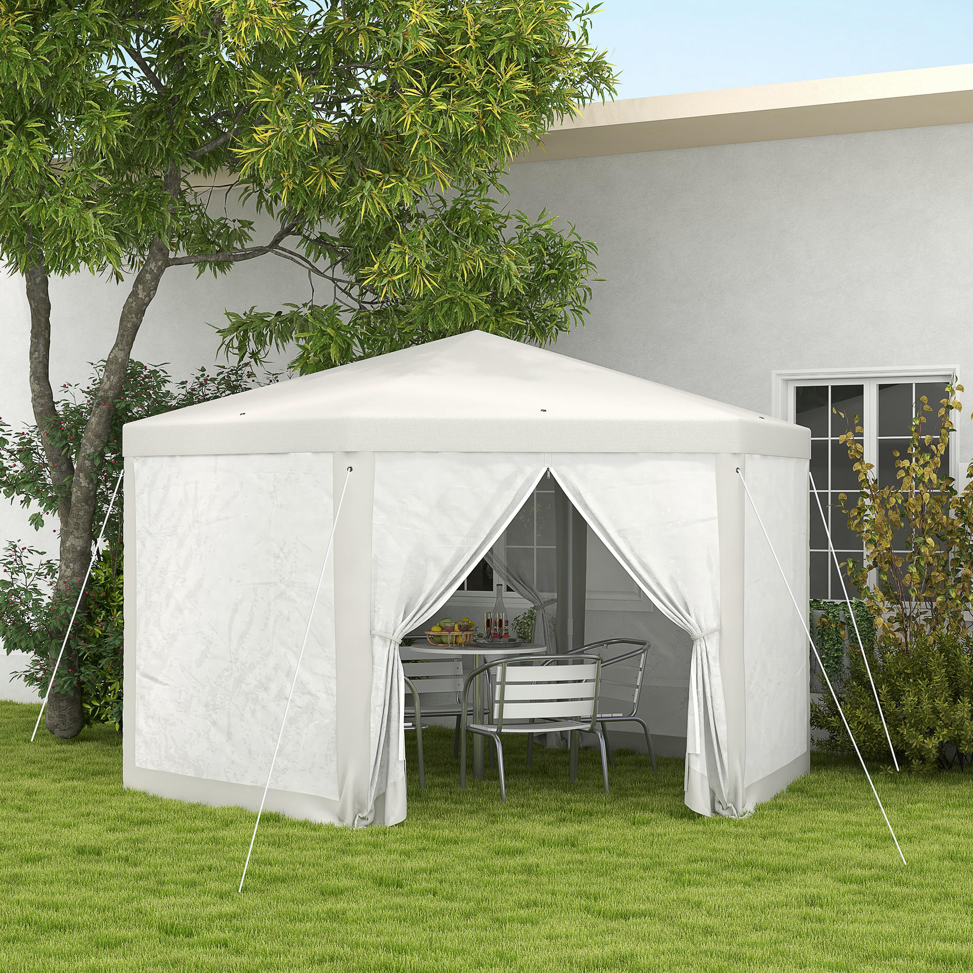 GARTENPAVILLON Polyester Metall Crème - Creme, Kunststoff/Metall (341.2/250/394cm) - Outsunny