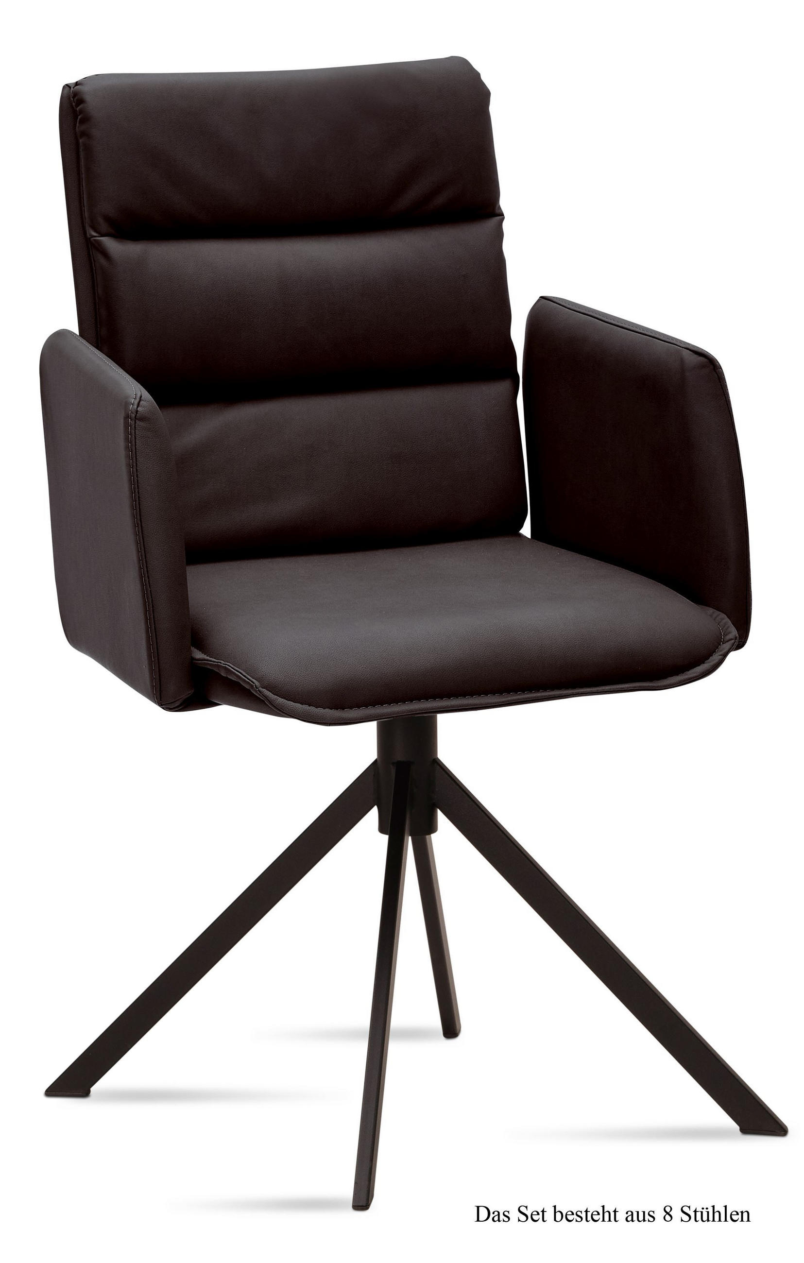 ARMLEHNSTUHL (8er-Set) Dulci 52x92x60 Schwarz/Espresso - Dunkelbraun/Schwarz, Kunststoff (60/92/52cm) - 58aufmkessel