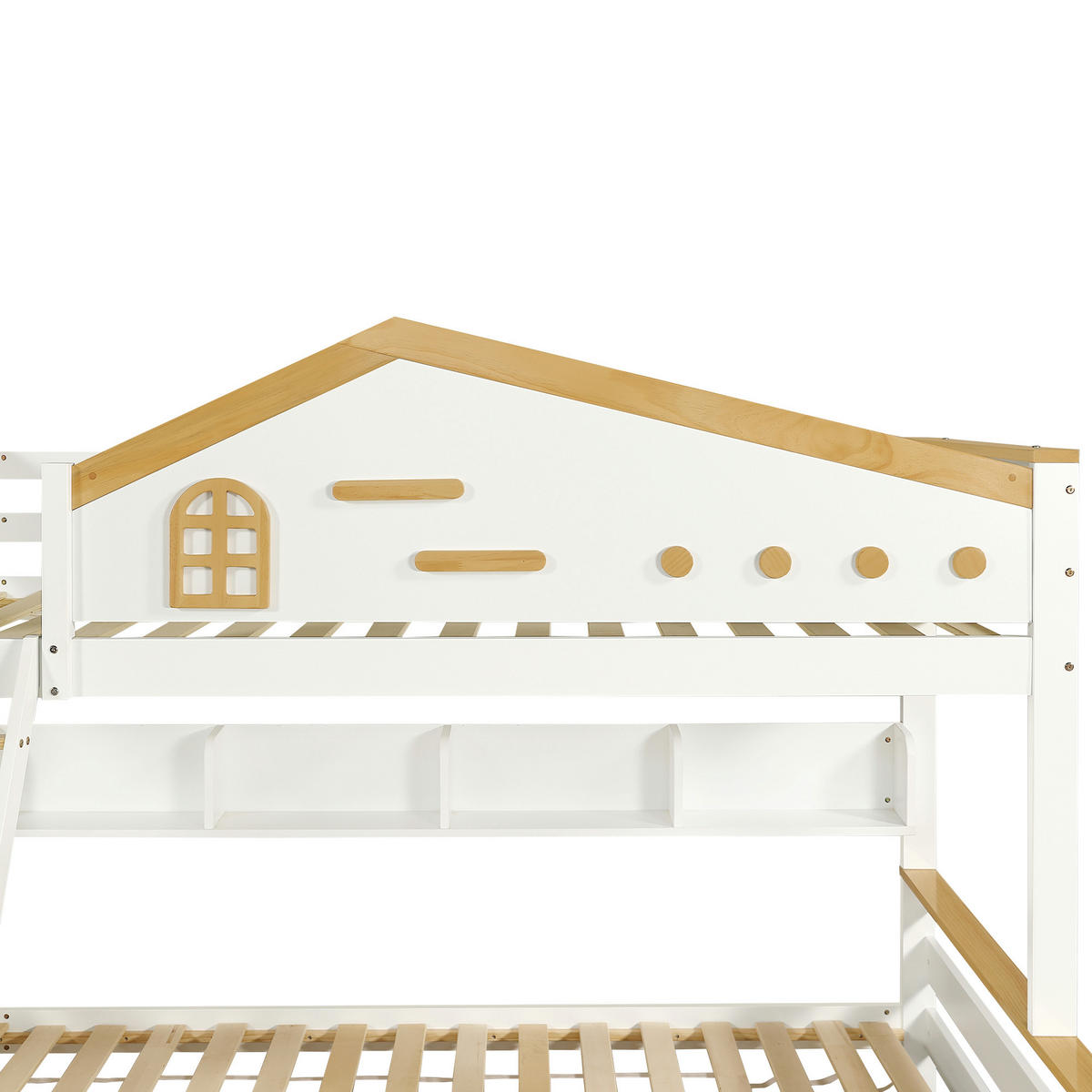 ETAGENBETT Modell Fenster Weiß Natur - Naturfarben, Holz (140/200cm) - ComfortXL