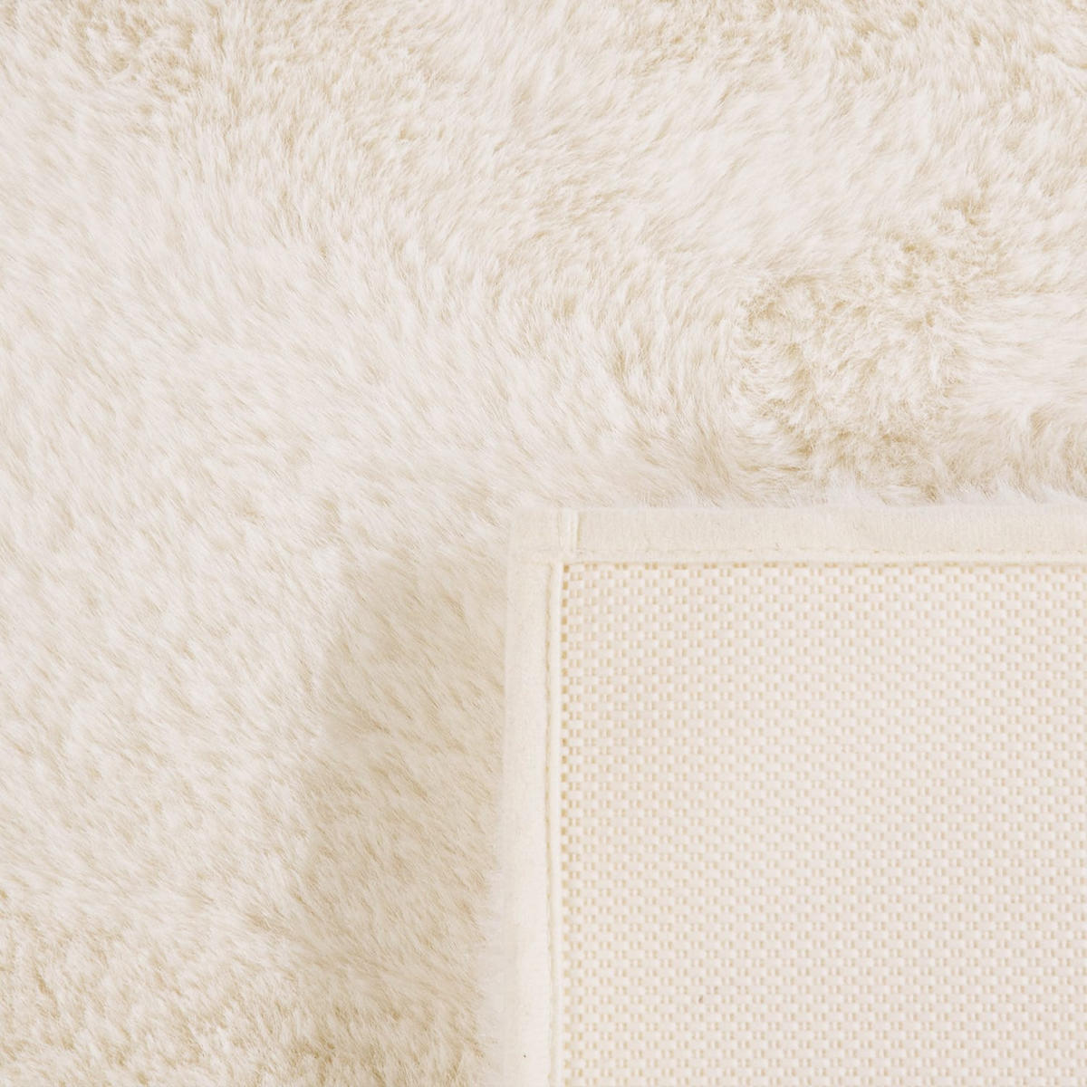 TEPPICH Hochflor Badezimmer waschmaschinenwaschbar Unifarben schmutzabweisend Creme Rechteckig 60x100 - Creme, Textil (100/60cm) - KADIMA DESIGN