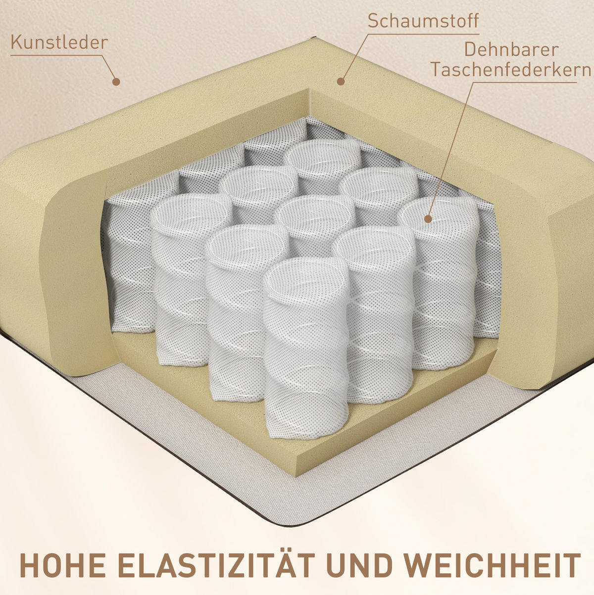 RELAXSESSEL in Cremeweiß 92x84x109 cm mit Massagefunktion, Schaukelfunktion und Drehfunktion - Creme, Leder (84/109/92cm) - IVMEU