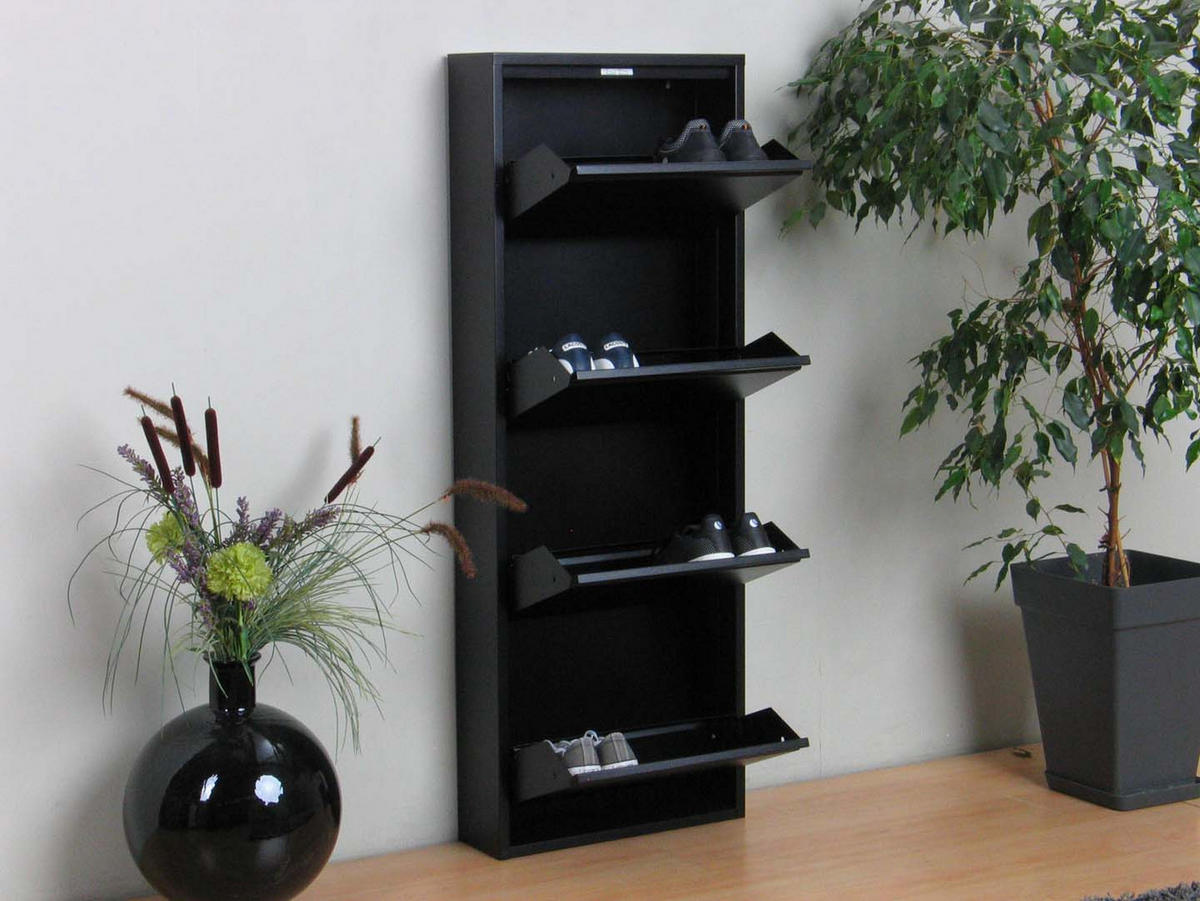 SCHUHKIPPER schwarz - Schwarz, Holzwerkstoff (50/140/16cm) - ebuy24