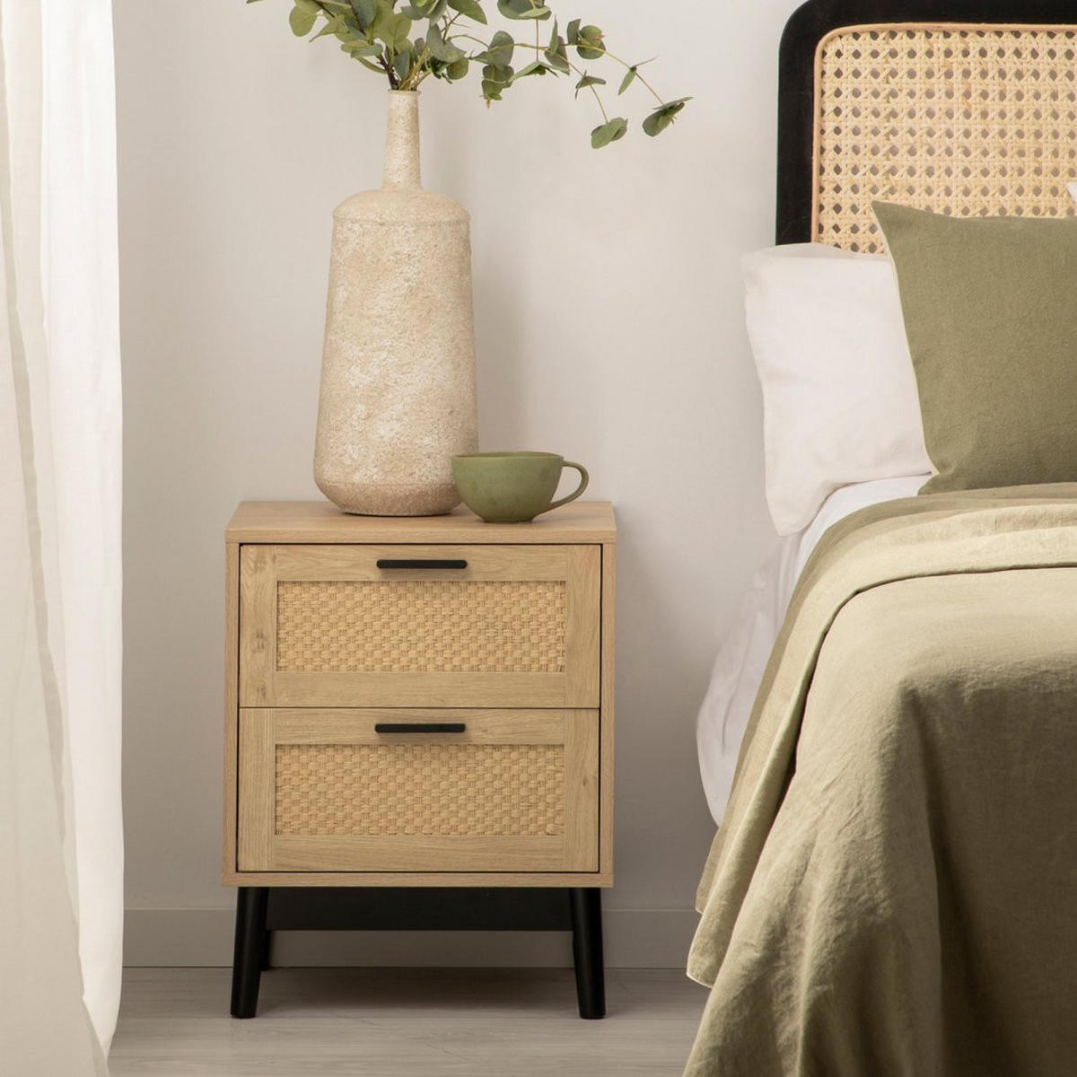 NACHTTISCH 2 SCHUBLADEN Samoa Natürlich 45 cm x 56 cm 2er-Set - Naturfarben, Holzwerkstoff (45/56/40cm) - Klast Home