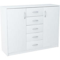 KOMMODE 2D5S Weiß 110/35/85 cm moderne Optik - Weiß, Holzwerkstoff (110/85/35cm) - Matkam Möbel