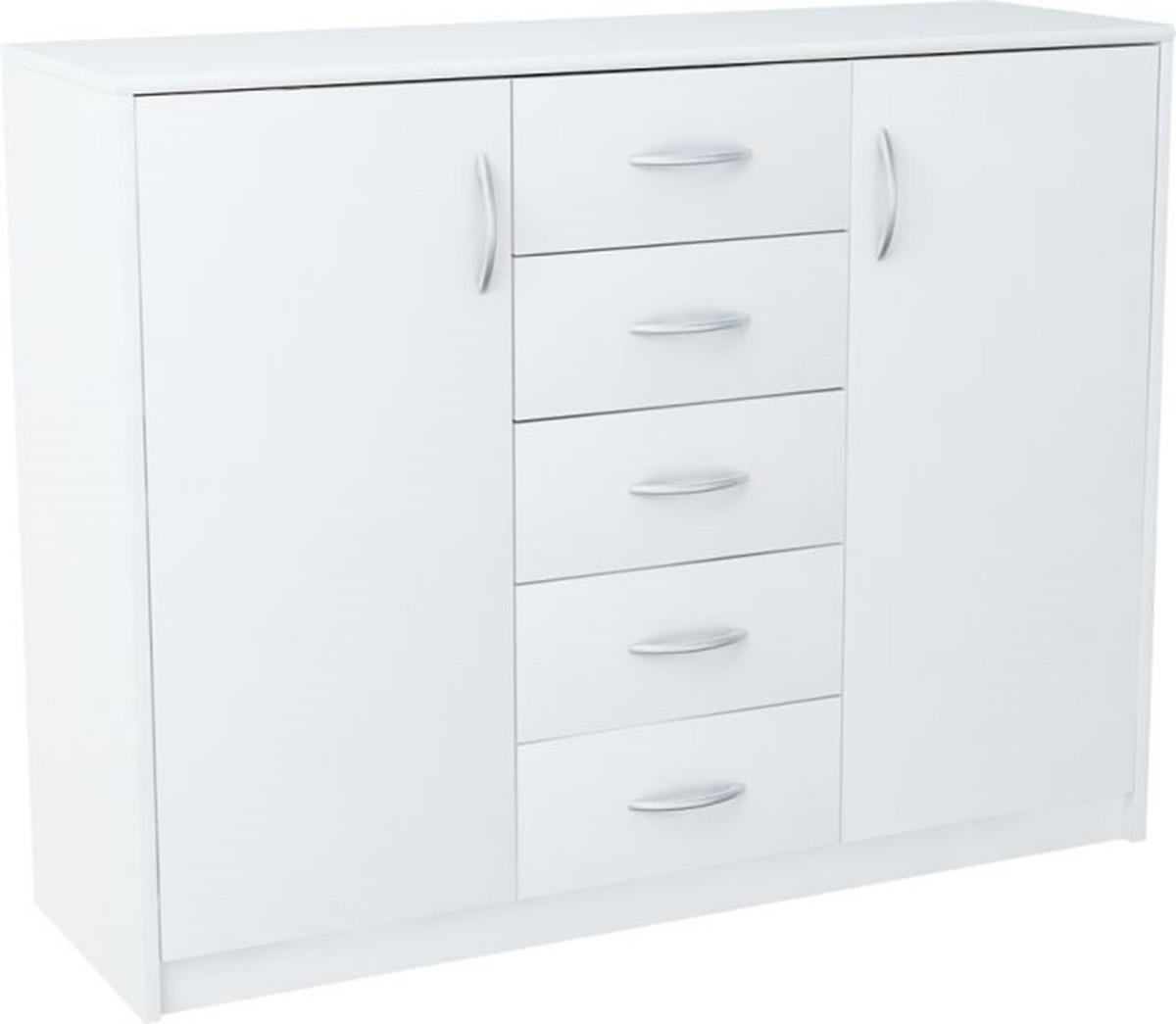 KOMMODE 2D5S Weiß 110/35/85 cm moderne Optik - Weiß, Holzwerkstoff (110/85/35cm) - Matkam Möbel