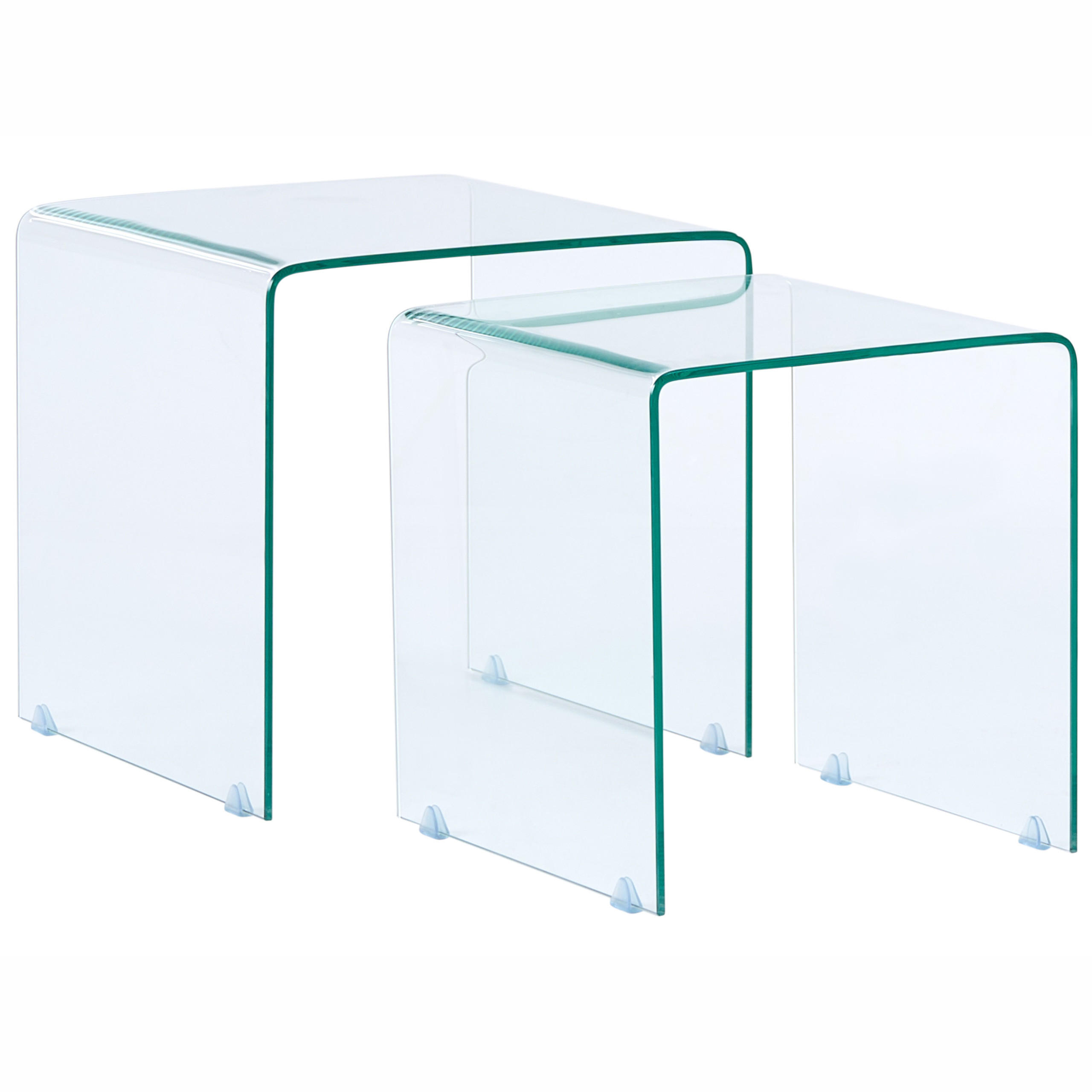 BEISTELLTISCH 2er-Set Rechteckig Transparent Kendall - Transparent, Glas (36/36/39cm) - Beliani