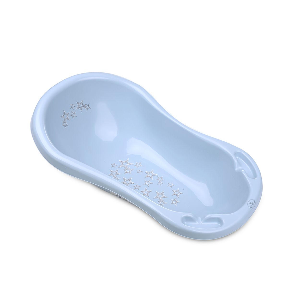 BABYBADEWANNE 84 cm lang, Ablagefächer blau Sterne ergonomische Form, ab Geburt - Hellblau, Kunststoff (48/83.5cm) - Lorelli