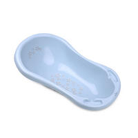 BABYBADEWANNE 84 cm lang, Ablagefächer blau Sterne ergonomische Form, ab Geburt - Hellblau, Kunststoff (48/83.5cm) - Lorelli