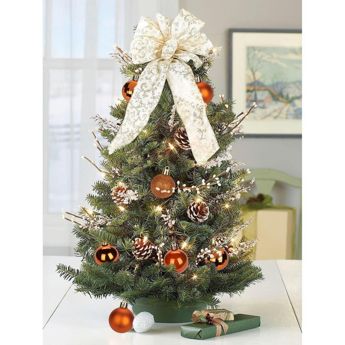 WEIHNACHTSKUGELN 40 Stück Bruchsicher Kunststoff Orange 4 cm - Bronzefarben, Kunststoff (4/4/4cm)