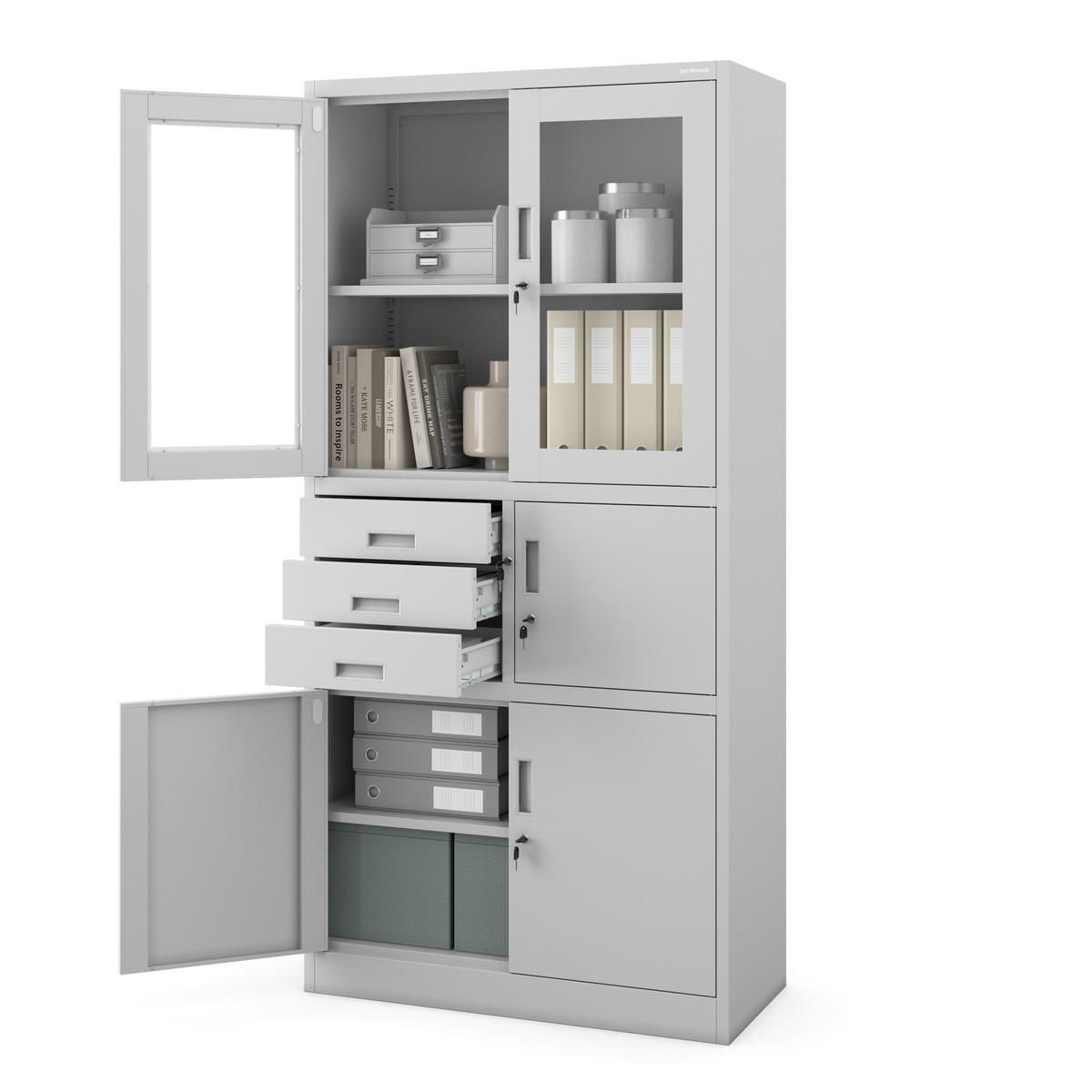 AKTENSCHRANK FILIP - Grau, Metall (90/185/40cm) - Jan Nowak