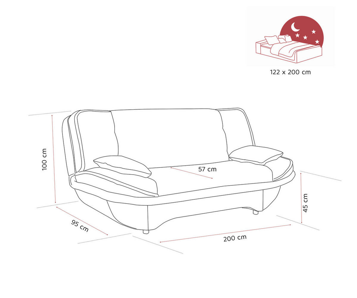 SCHLAFSOFA ORLIN mit Bettkasten Dunkelgrau/Hellgrau - Dunkelgrau, Holzwerkstoff/Kunststoff (200/85/90cm) - Idohome