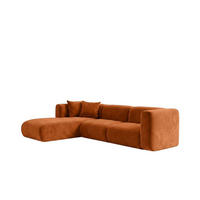 ECKSOFA L-Form, Velvet-Stoff Bluvel, Zimtfarbe, Links, GRETA - Orange, Holz (318/179cm) - Kaiser Möbel